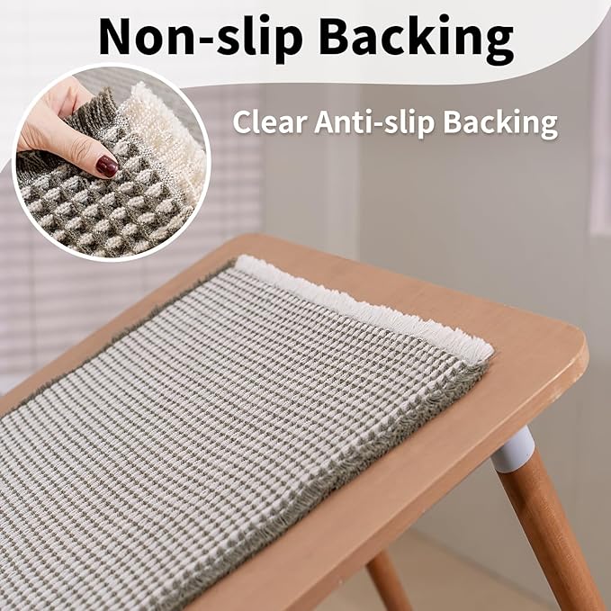 Waffle Bath Mat - Boho Bathroom Rugs Non Slip Washable, Super Absorbent & Quick Dry, Soft Bath Mat Farmhouse Bathroom Decor, 20'' x 48'', Olive Green and White