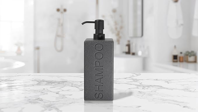 Rectangular Resin Dispenser Premium Bathroom Shampoo Conditioner Body Wash Bottle Modern Refillable Pump Design