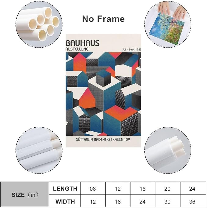 Bauhaus Poster, Bauhaus Print, Bauhaus Wall Art, Modern Home Decor, Bauhaus Exhibition Poster Poster for Room Aesthetics Canvas Wall Art Poster And Print Unframe-style 24x36inch(60x90cm)