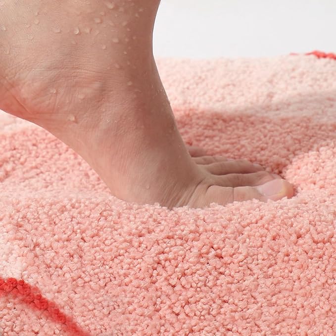Ankah Fruit Bath Mats Cute Bathroom Rugs, Particularly Absorbent, Very Soft, and Dry Fast That Fits for Kid's Room, Bathroom or Other Room, 22.1" x 25.6", Peach