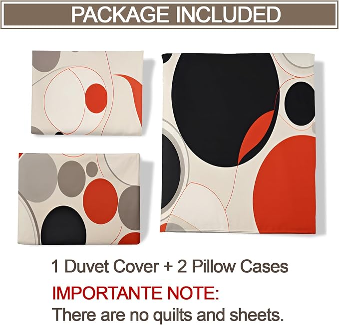 Retro Middle Ages Duvet Cover Twin Size, Abstract Art Colorful Bedding Set 2 Piece Kids and Adults Modernism Comforter Cover and 1 Pillow Sham with Zipper Closure