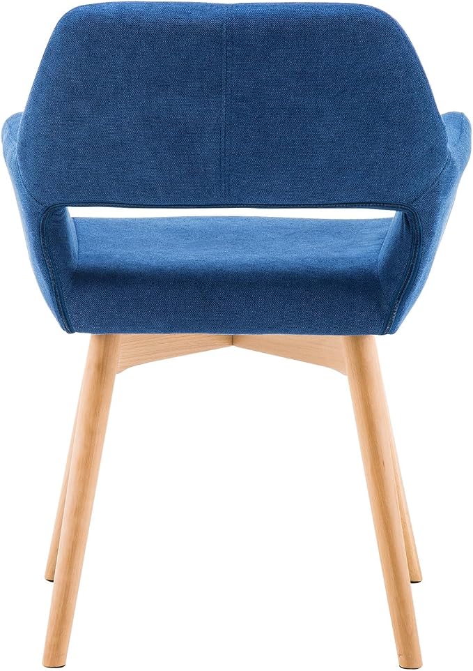 Desk Chair No Wheels Vanity Chair Comfy Accent Chair for Living Dining Room Bedroom Home Office Mid Century Modern Upholstered Armchair Sofa Chair (Blue, 1)