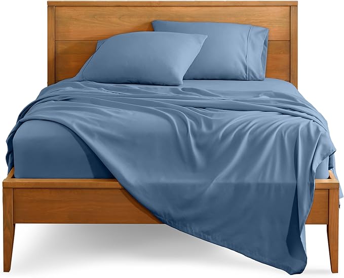 Bare Home Split Head Flex King Sheet Set - 1800 Ultra-Soft Microfiber Bed Sheets - Double Brushed - Deep Pockets - Easy Fit - 4 Piece Set - Bedding Sheets & Pillowcases (Coronet Blue)