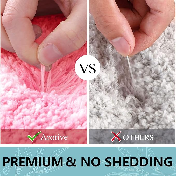 Arotive Microfiber Bathroom Rugs, Shaggy Soft and Absorbent Bath Rug, Non-Slip, Thick Plush Machine Washable Dry Bath Mats for Bathroom, Tub and Shower, 59x20, Pink, Rectangular