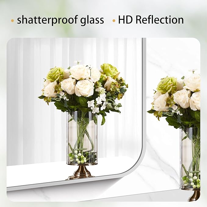 30" x 36"Bathroom Mirror, Silver Wall Mirror with Metal Frame, Decorative Rectangular Vanity Mirror for Bedroom Bathroom Living Room Entryway (Horizontal/Vertical)