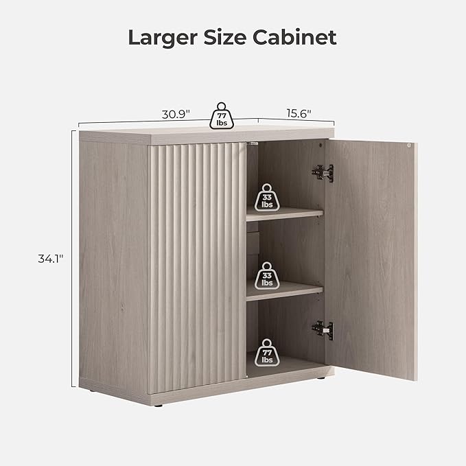 SICOTAS Buffet Cabinet with Storage Accent Sideboard Modern Credenza with Doors & Shelves Fluted Media Console Mid Century Coffee Bar Table for Living Room Kitchen Dining Room Hallway