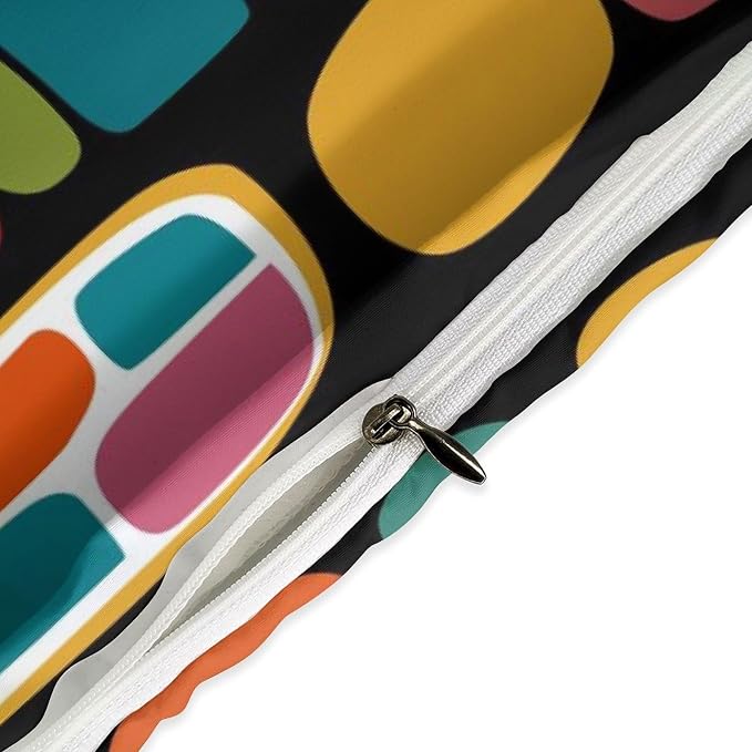 Modern Geometric Bedding Set,Retro Mid Century Colorful Diamond Abstract Geometric Vintage 60s 70s Pattern Comforter Set with Pillowcase for Bedroom Bed Decor,King 102"x90"