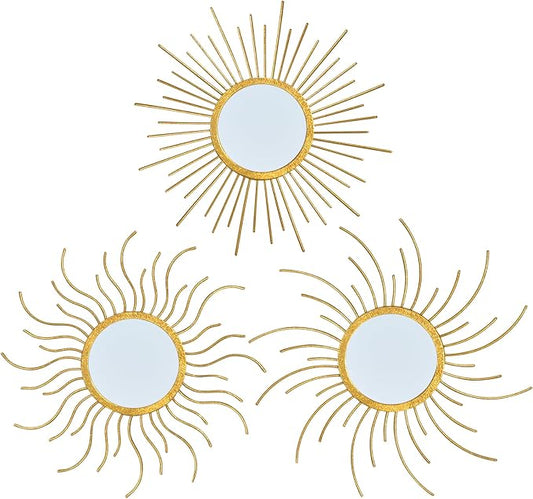 Mirror Decor Sunburst Mirrors Metal Sun Mirror Wall Decor Wall Mirror Home Decorative Wall Art for Living Room Bedroom Entryway