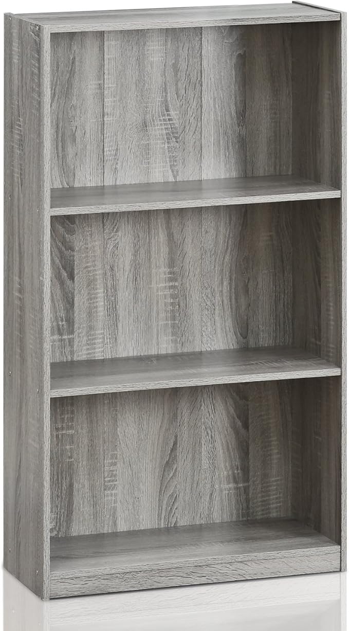 Furinno BASIC Book Shelf, 3-Tier Bookshelf with Open Shelves, Standing Bookcase, 9.3" x 21.8" x 39.5", for Organization and Storage, for Living Room, Bedroom, Home Office, French Oak