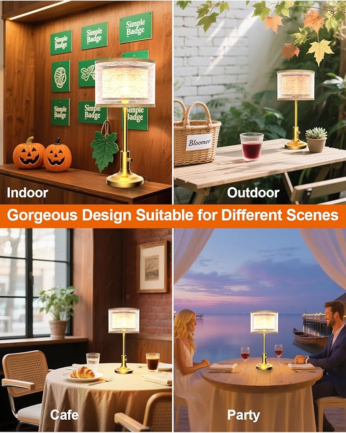 Lightdot Mid Century Table Lamp for Bedroom, Vintage Gold Dimmable Table Lamp with 2-Layer Lampshade, Farmhouse Bedside Lamp Nightstand Light for Living Room(Bulbs Included)