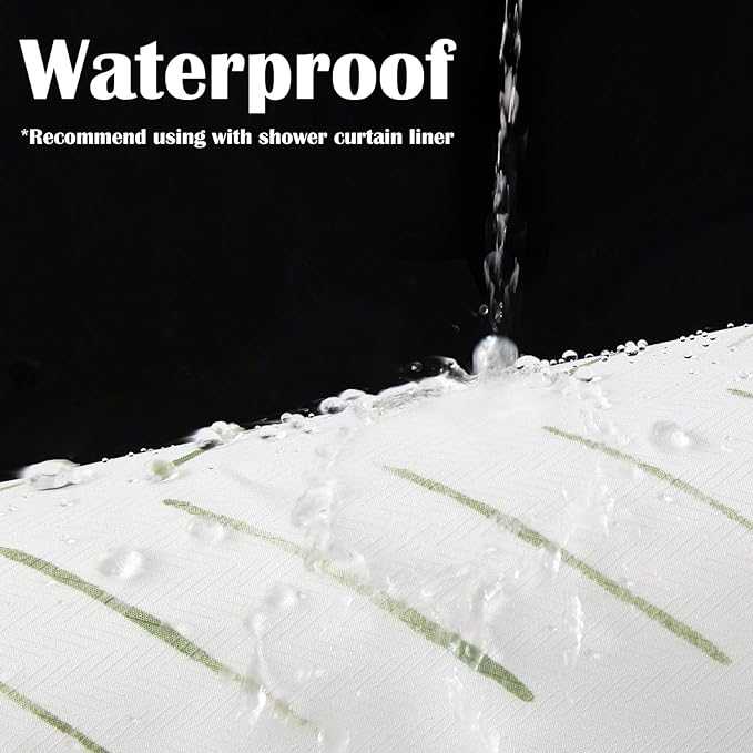 jinchan Extra Long Green and White Shower Curtain Inky Herringbone Chevron Zig Zag Waterproof Fabric Modern Farmhouse Shower Curtains for Bathroom with 12 Hooks 70x84 Inches
