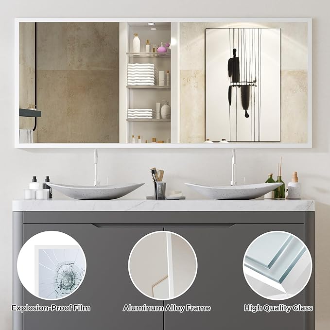 Koonmi 71"x30" Floor Mirror Full Length, Bedroom Floor Body Mirror with Stand, Large Silver Mirror, Leaning, Standing or Hanging Horizontally/Vertically