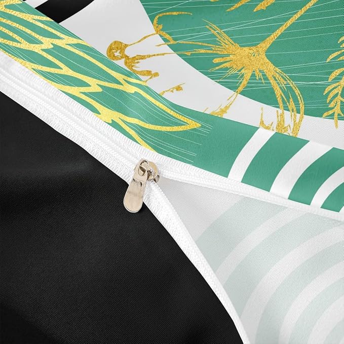Erosebridal Turquoise Boho Modern Duvet Cover King Size for Women Men Adults - Mid Century Abstract Comforter Cover Bohemian Geometric Bedding Set Chic Contemporary Stripes Bed Set