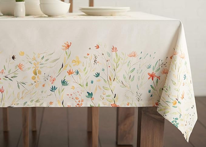 Maison d' Hermine Table Cloth Rectangle Table 100% Cotton 60 x 90 Inches Tablecloth Reusable Decorative for Dining Room Farmhouse Home Valentines Day Decorations Spring Summer - Colmar