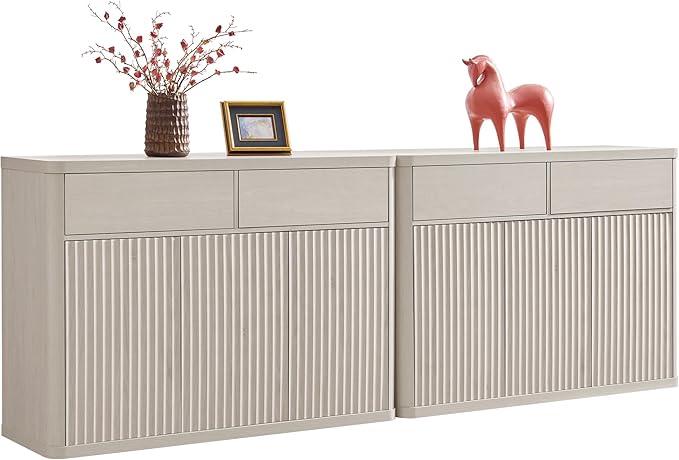 SICOTAS Buffet Cabinet with Storage - Storage Cabinet Sideboard with Doors & Shelves Accent Credenza Buffet Table with 4 Drawer Buffets & Sideboards for Living Room Dining Room Kitchen Entryway Office
