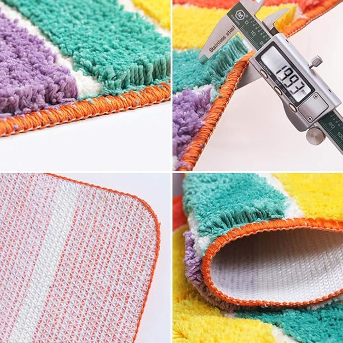 UKELER Bath Rug for Bathroom Non Slip Absorbent Bath Mat Washable Entrance Rug Door Mat Colorful Rainbow Area Rugs for Kids Playroom Nursery Decor 31.5''x19.7''