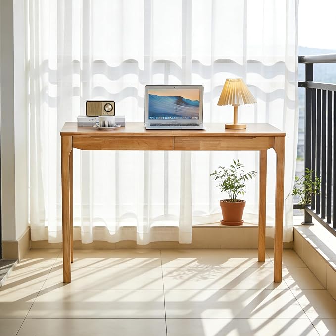 Widen Solid Wood Desk with Drawers,47"X24" Wood Writing Desk for Small Space,Student Computer PC Desks,Home Desks for Work,Gaming Study Desk for Bedroom Escritorios Desk Table (Natural, 47")