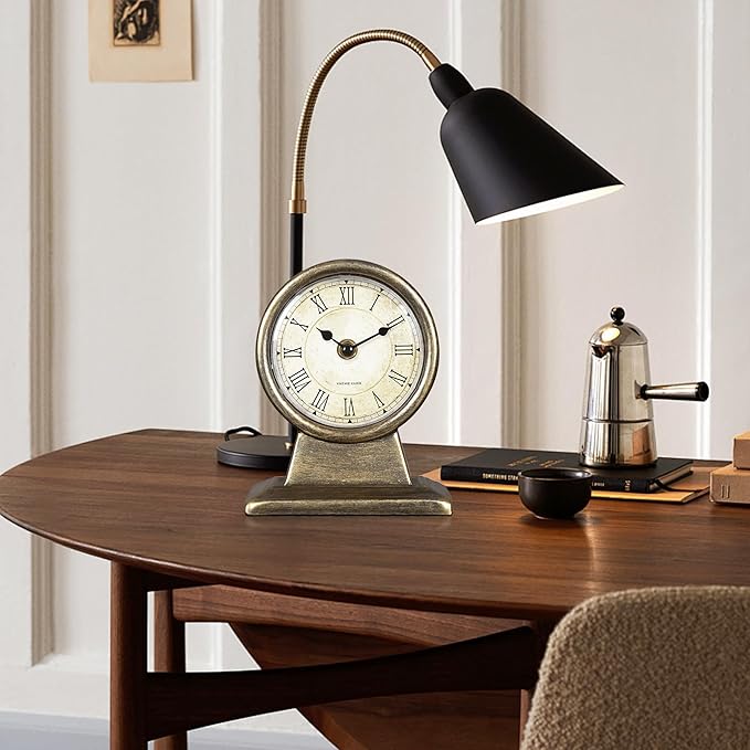Decor Clock, 6.7 inch Super Silent Non Ticking Small Clock with Night Quietness, Battery Operated, Simple Design, Old Fashioned Style Ideal Decor, for Bedroom, Bedside, Desk, Adult