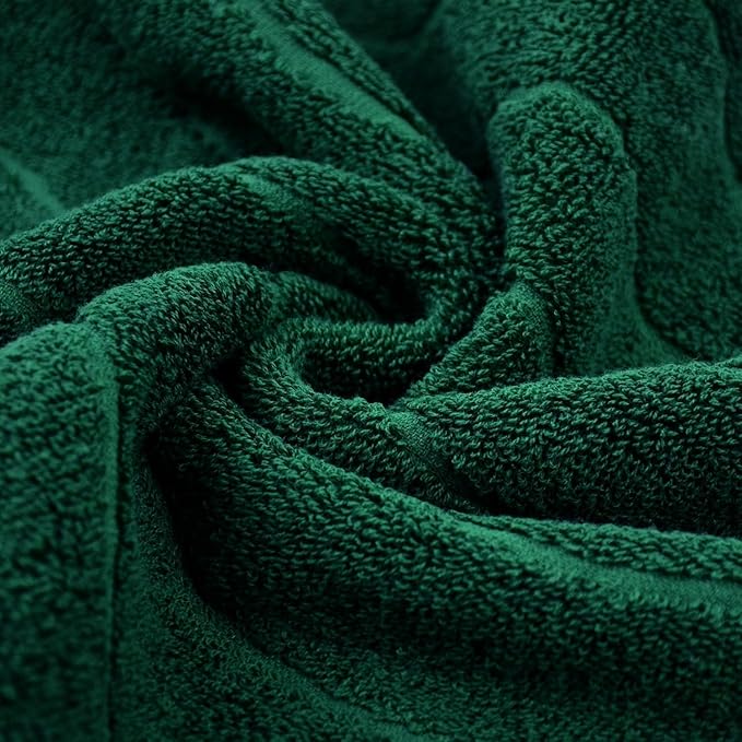 Jacquotha 2-Piece Hand Towels Set in Forest Green, Wavy Striped Jacquard Towels for Bathroom Kitchen Gifts (13x29 Inches, 100% Cotton)