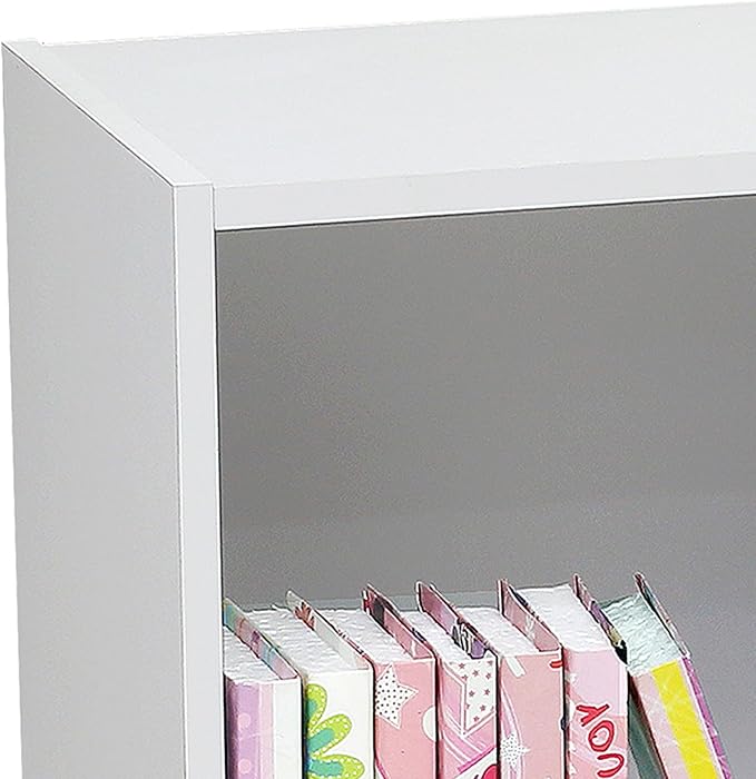 Kings Brand Furniture George 4-Cube Storage Organizer, 2-Tier Bookcase with Wood Shelves for Living Room, Bedroom, Nursery, or Home Office (White, 1-Pack)