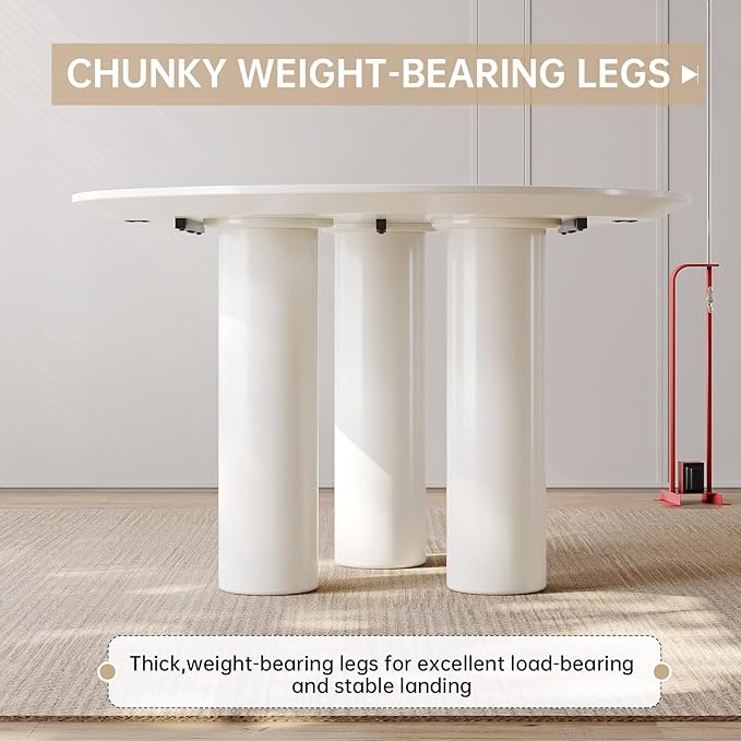39.37" White Dining Table for 2-4 Round Kitchen & Dining Room Tables with Thicken Tabletop and Wooden Legs Circle Leisure Coffee Dinette Table for Kitchen, Living Room, Office