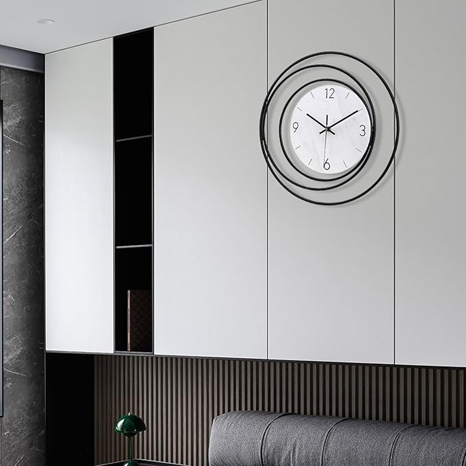 Decorative Wall Clock,Silent Non-Ticking Quality Quartz Movement Battery Operated,Large Wall Clocks for Living Room Kitchen Home Bathroom Bedroom Wall Decor,16x16inch,White