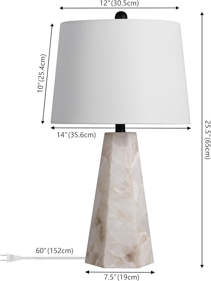 JONATHAN Y 25.5" Natural/Black Modern Table Lamp for Bedroom, White Linen Shade, Contemporary Bedside Nightstand Lamp for Living Room, LED Bulb Included (JYL6205B)