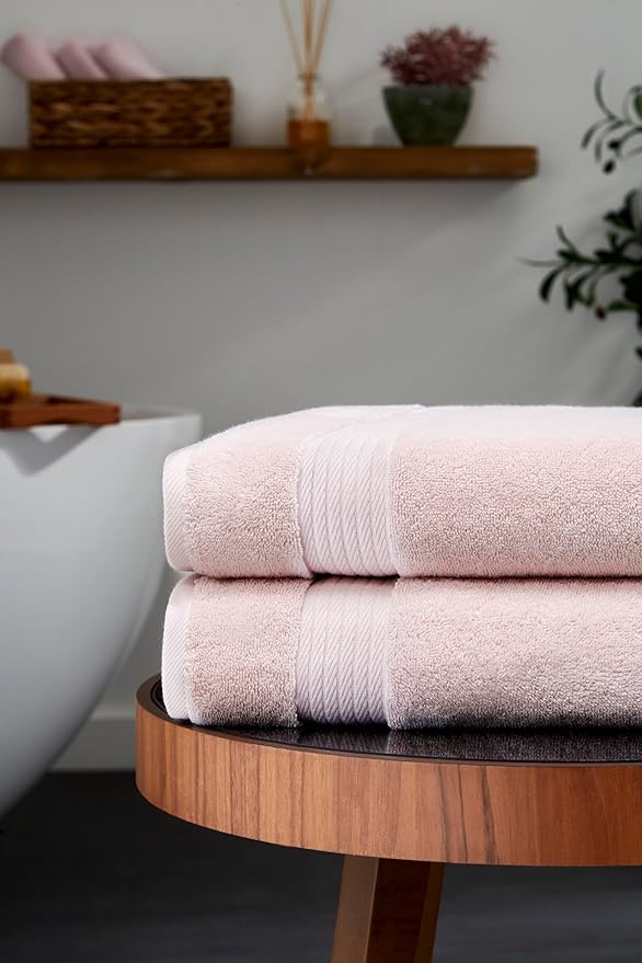 Ozdilek 2-Piece Bath Towels, 30x60 550GSM– 30x60 Inches, 100% Turkish Cotton, Luxury Quick Dry, Extra Large, Fade-Resistant, Eco-Friendly, Spa Towel, Cotton Towel (Mauve Pink)