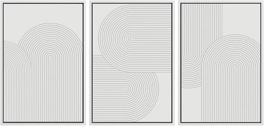 SIGNWIN Framed Canvas Print Wall Art Set Geometric Duotone Futuristic Arches Shapes Abstract Illustrations Modern Art Decorative Nordic Calm/Zen for Living Room, Bedroom, Office - 16"x24"x3 White