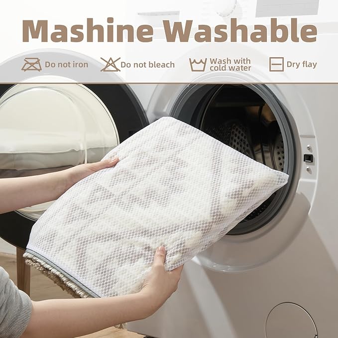 PADOOR-Waffle Bath Mat-Super Absorbent Bath Mats for Bathroom, Machine Washable Non Slip Bathroom Rug with Tassels, Soft Bathroom Mat for Laundry Room, Bedroom,Cream & Brown 17"x28"