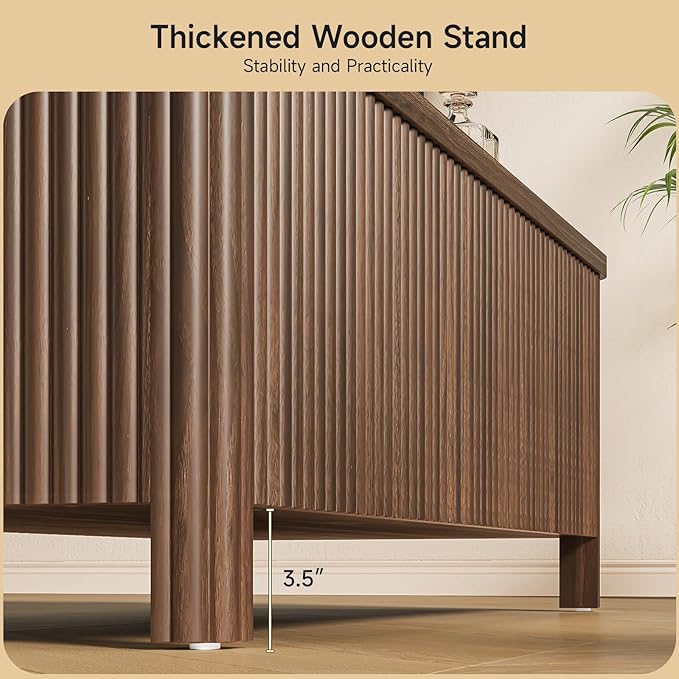 ONBRILL Fluted Lift Top Coffee Table with Storage, Mid Century Modern Coffee Table with Hidden Compartment, Rising Top Wood Center Table for Living Room, Home Office, Rounded Edges (Walnut)