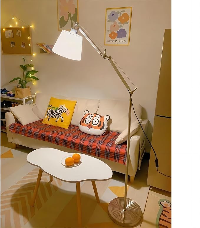 LIGHTLAND Modern Nordic Medieval ins Wind Cloth Cover Floor lamp Living Room Bedroom Study Table Double Rocker arm Adjustable Fishing Light - Small