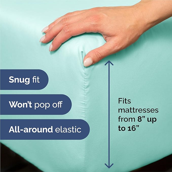 King Size 4 Piece Sheet Set - Comfy Breathable & Cooling Sheets - Hotel Luxury Bed Sheets for Women & Men - Deep Pockets, Easy-Fit, Extra Soft & Wrinkle Free Sheets - Spa Blue Oeko-Tex Bed Sheet Set