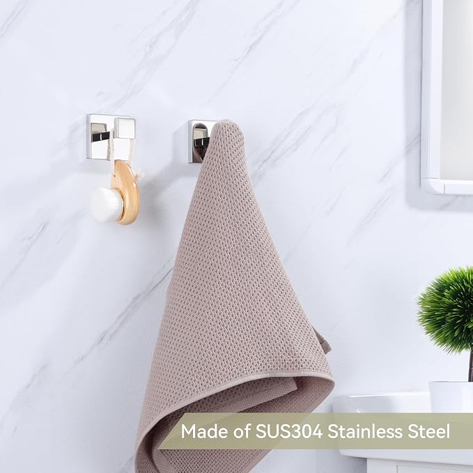 LANC 3PCS Towel Hooks for Bathroom Wall Hooks, Heavy Duty Chrome Bath Hooks,Coat Hooks,Hand Towel Hanger,Robe Hooks for Bathroom Kitchen Hotel Wall Mounted,Silver Polished, A8805CP-P3