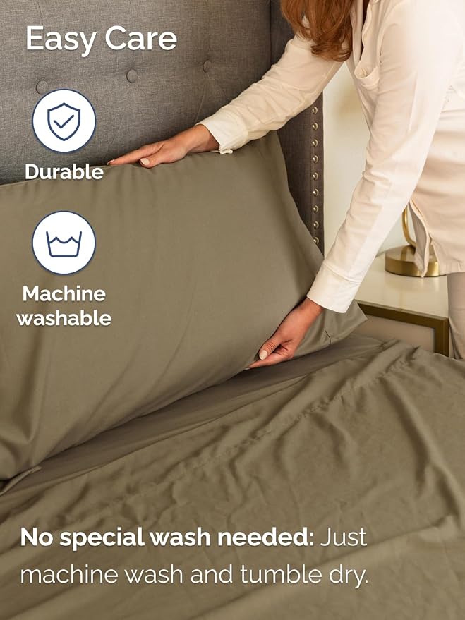 Extra Deep Queen Sheet Set - 6 Piece Breathable and Cooling Sheets - Hotel Luxury Bedding for Women, Men, Kids & Teens - Easy & Secure Fit - Soft, Wrinkle Free and Comfy - Extra Deep Pockets - Khaki
