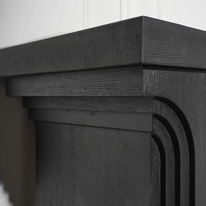 Wood Console Table, 58" Modern Minimalist Long Sofa Table Behind Couch with Uniquely Curved Legs and Engineered Wood Finish for Hallway Entryway Living Room Entrance, Black