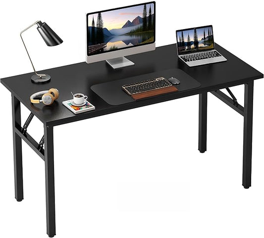 Need Folding Desk, 47 inch Large Computer Desk for Home Office, No Install Needed Study Student Writing Table Desk Workstation, Retro Black