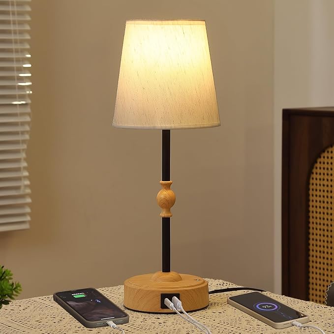 MEIXISUE Bedside Table Lamp for Bedroom with 2 USB Charging Ports Minimalist Small Nightstand 3-Way Dimmable Touch Desk Lamp for Living Room Home Office Dorm,LED Bulb Included