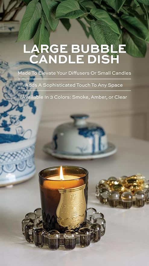 Alice Lane Original Bubble Candle Dish Large – Chic Amber Glass Candle Dish for Home Decor – Decorative Modern Candle Holder for Small Candles & Diffusers