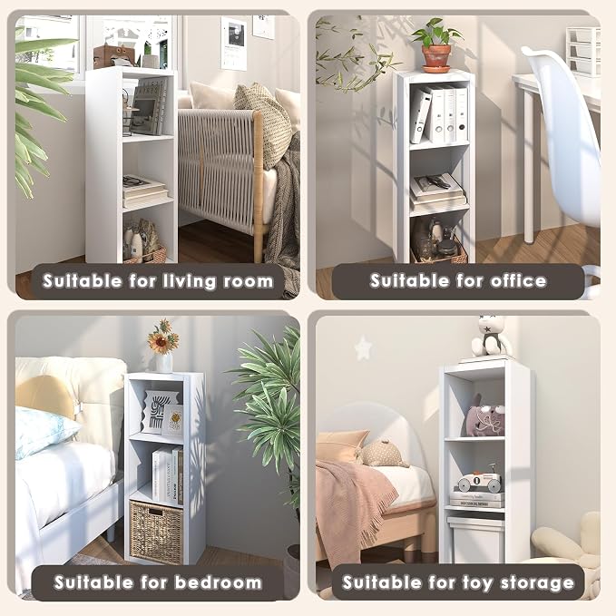 Endearing Limons【2026 Wooden Thick Border 3 Cube Shelf Storage Organizer with Anti-Tipping Kits + Reversible Open Back Bookcase (11 x 11 Unit Cell White)