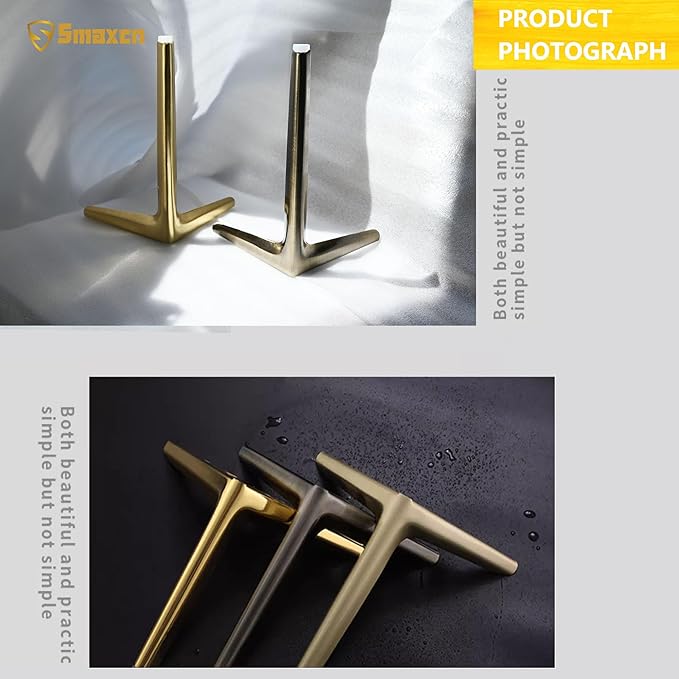 9.8 inch/25cm Brushed Gold Metal Furniture Legs Set of 4, DIY Replacement for Cabinet Legs, Sofa Legs, Chair Legs