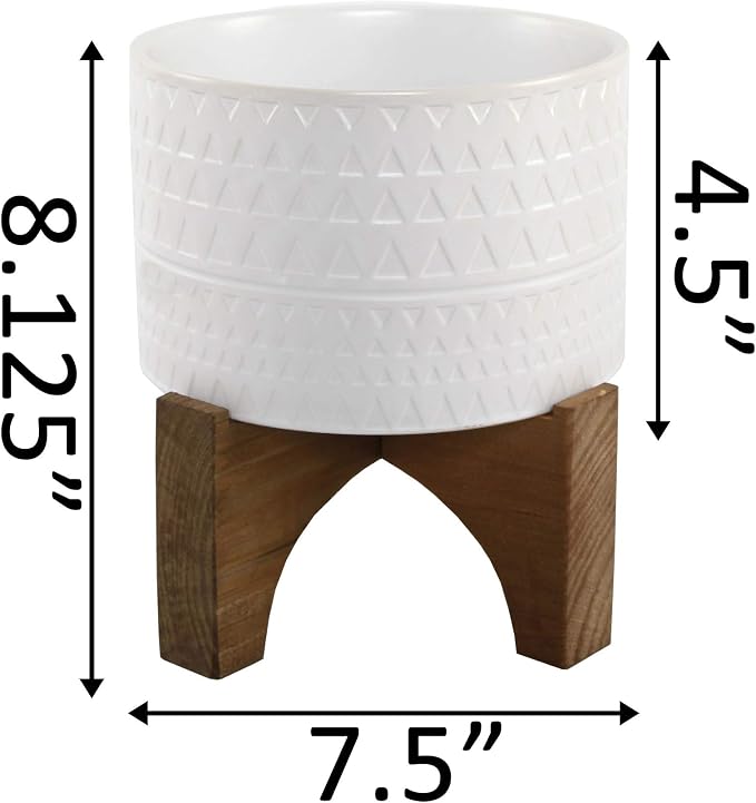Flora Bunda 7 Inch Pharaoh Ceramic Planter on Stand Mid Century,7" Matte White