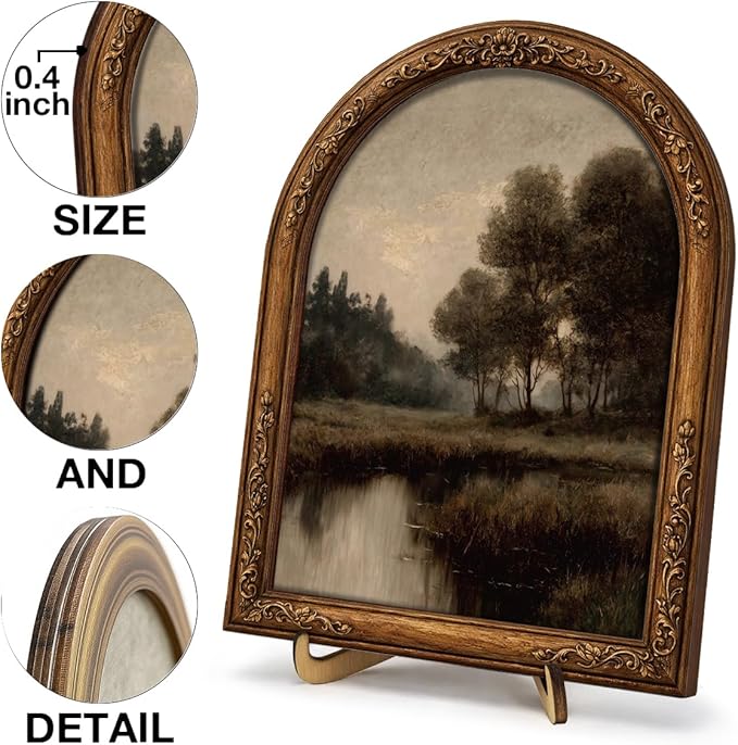 Vintage Landscape Wall Art Sign for Rustic Home Decor, Arch Frame Nature Wooden Tabletop Sign, Farmhouse Shelf Decoration, 8x10 Inch