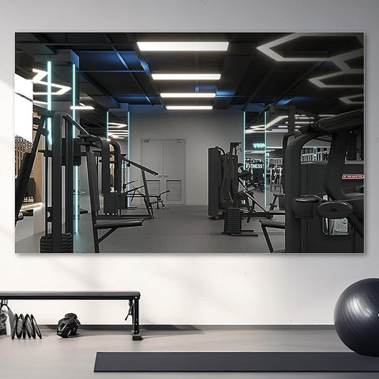 Hasipu Home Gym Workout Mirror 48" L x 30" W-1pc Large Full Length Mounted Full Body Frameless Mirror for Workout, Yoga, Garage, Bedroom, Dance