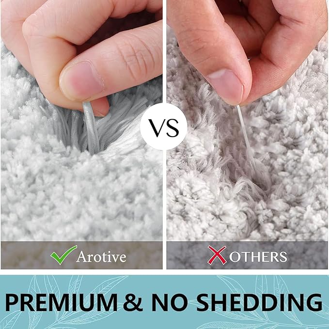 Arotive Microfiber Bathroom Rugs, Shaggy Soft and Absorbent Bath Rug, Non-Slip, Thick Plush Machine Washable Dry Bath Mats for Bathroom, Tub and Shower, 36x24, Light Grey, Rectangular
