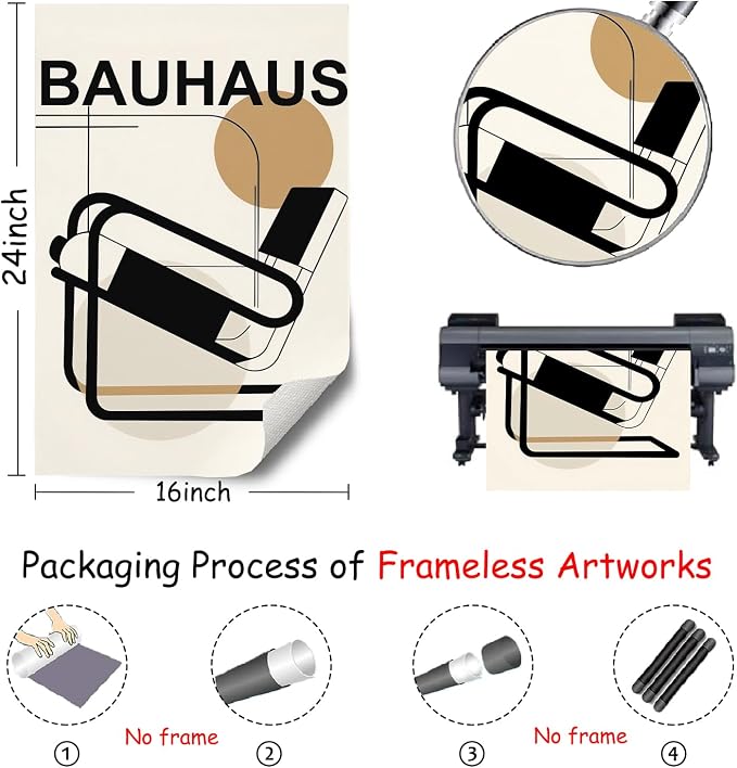 Geometric Line Wall Art Chair Geometric Poster Abstract Minimalist Painting Mid Century Modern Pictures Bauhaus Exhibition Poster Trendy Bauhaus Print Abstract Shaped Picture for Wall 16x24in No Frame