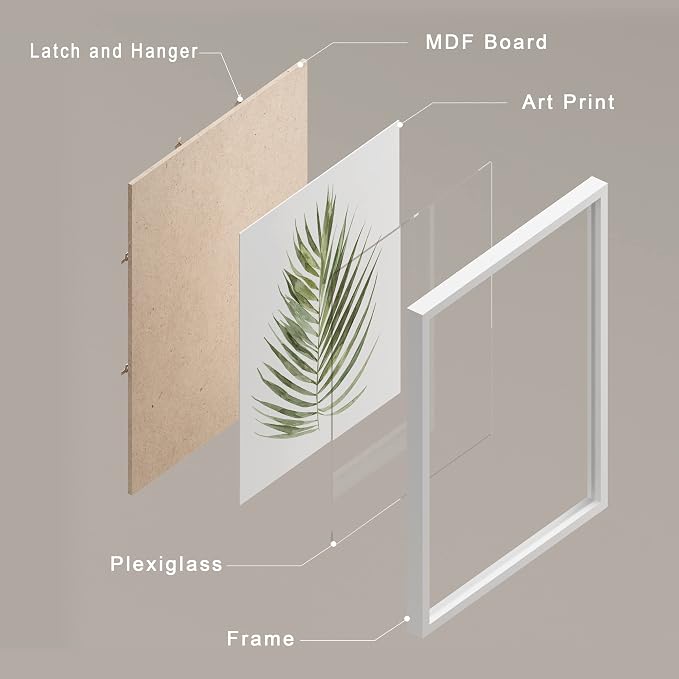 SIGNWIN Framed Banana Palm Monstera Leaf Wall Art, Set of 4 Green Pastel Wall Decor Prints, Nature Wilderness Wall Décor for Living Room, Bedroom - 8"x10" White