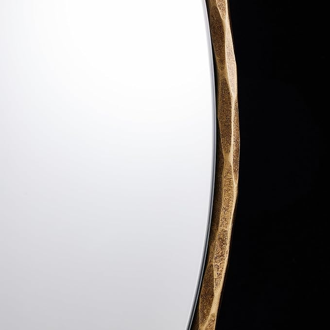 ANDY STAR 24 Inch Hand-Forged Round Gold Mirrors, Solid Steel Frame Antique Brass Bathroom Round Wall Mirror for Over Sink, Vanity Hammered Circle Mirror for Vintage, Farmhouse, Rustic