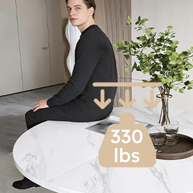 42" Round Dining Table for 4-6,White Faux Marble Dining Room Table,Modern Kitchen Table with Cross Legs for Dining Room Kitchen