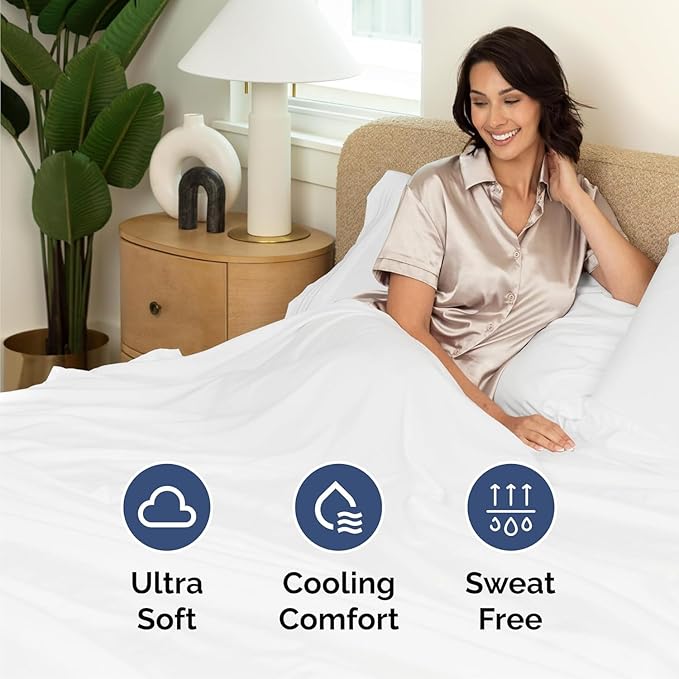 Cal King Size 4 Piece Sheet Set - Comfy Breathable & Cooling Sheets - Hotel Luxury Bed Sheets for Women & Men - Deep Pockets, Easy-Fit, Extra Soft & Wrinkle Free Sheets - White Oeko-Tex Bed Sheet Set
